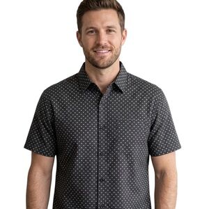 NWT Lucky Brand Black White Medallion Print Men’s Shirt Size XL
